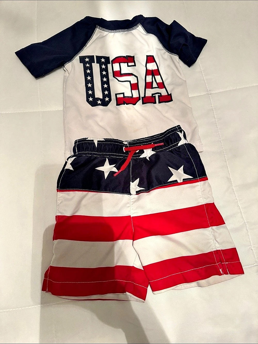 Boys 3T USA swim Shirt & Shorts Set with extra shorts